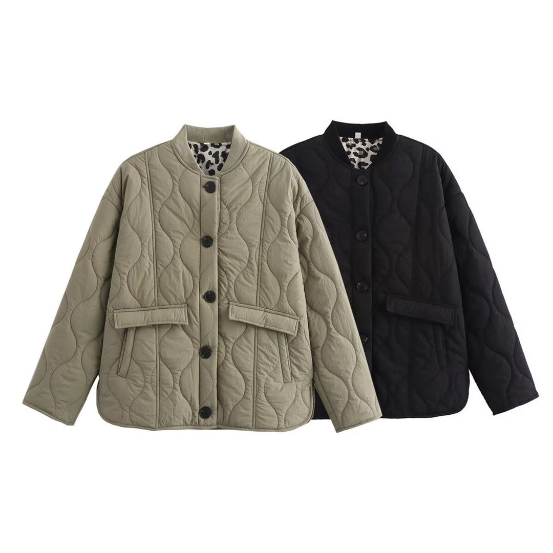 Lune London padded transitional jacket for women with practical pockets and stylish high collar