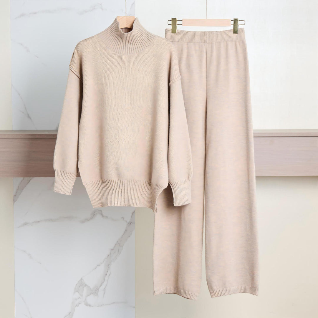 Ensemble en maille pour femmes avec col haut et coupe large Chic & Stil