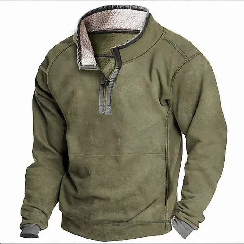 Fleece pullover for men with high collar and practical zipper Lune London
