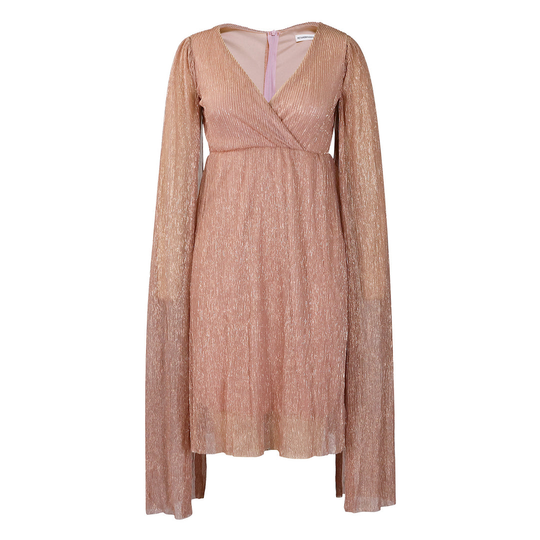 Ladies Elegant wrap dress with long transparent sleeves and sparkling effect Lune London