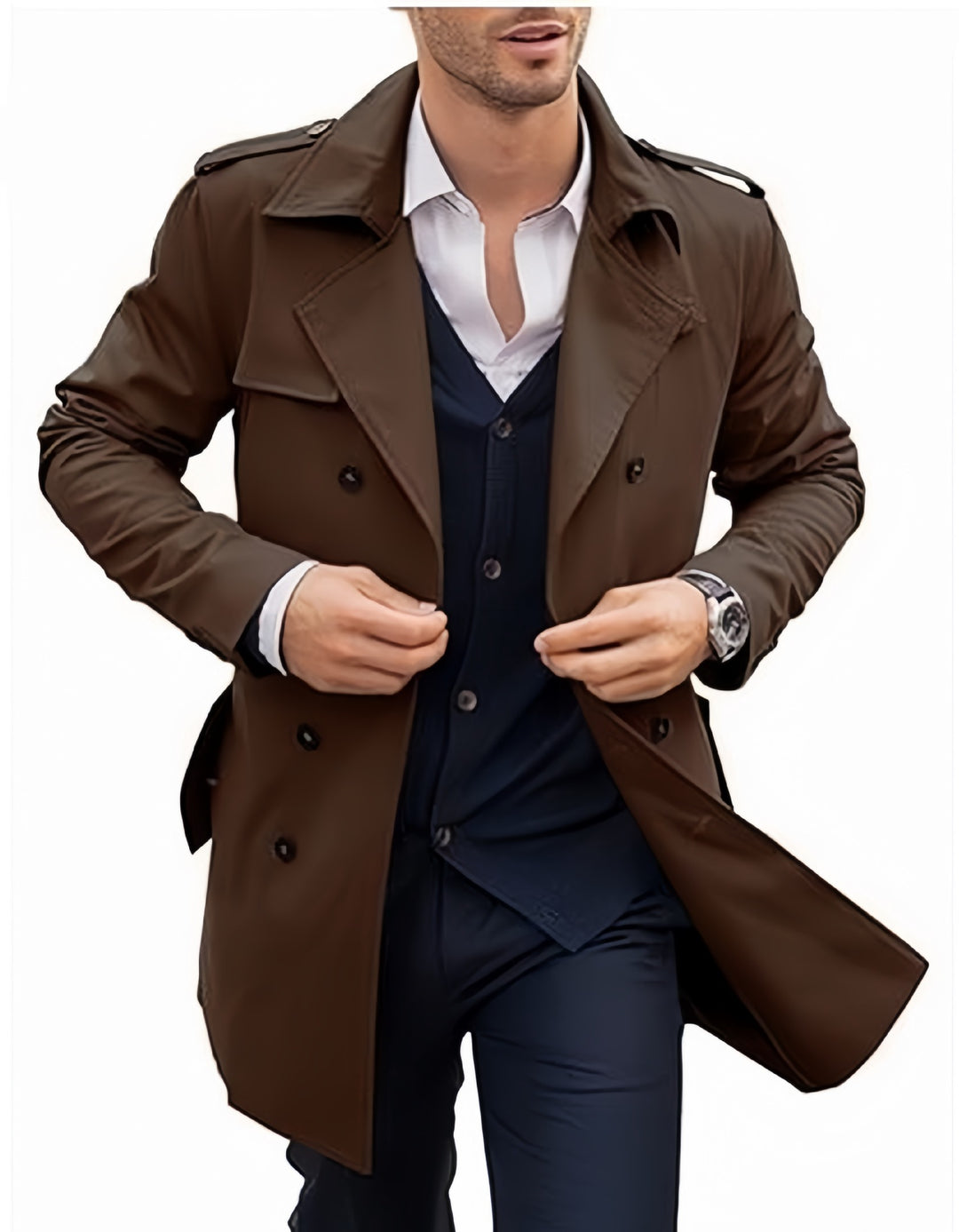 Lightweight trench coat for men with a modern design and stylish stand-up collar Lune London