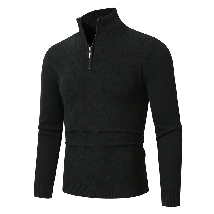 Casual knitted pullover for men with half-zip and textured pattern Lune London
