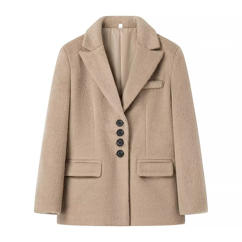 Women’s elegant wool blazer with soft fleece finish Lune London