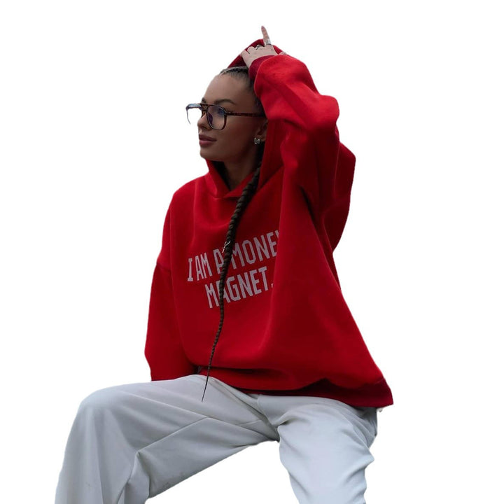 Hooded sweatshirt for women with striking inscription and casual fit Lune London