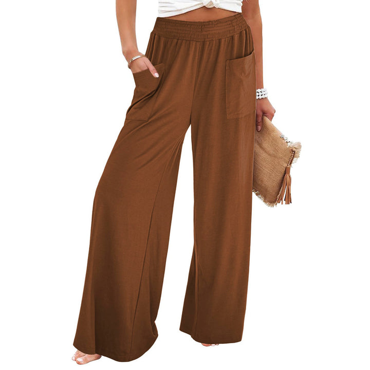 Women Wide Leg Palazzo Pants with Elastic Waist and Convenient Pockets Lune London