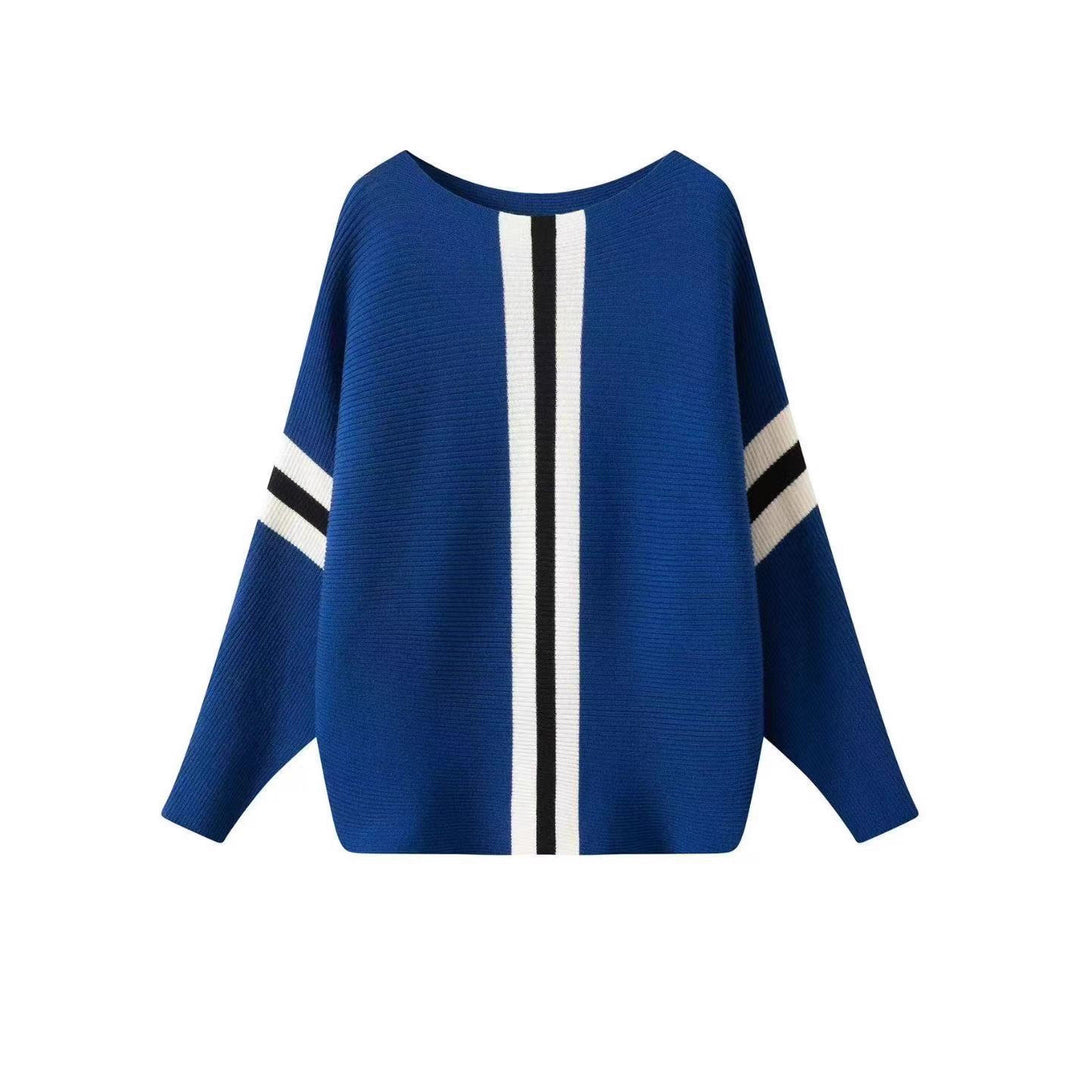 Ladies thick knit sweater with modern stripes Lune London