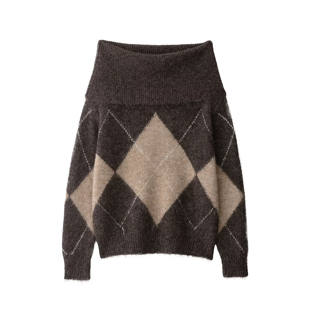 Lune London | Women's Cozy Sweater with Modern Diamond Pattern