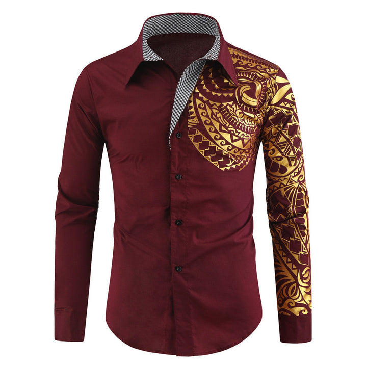 Lune London | Men's Long Sleeve Shirt with Exotic Print Design and Contrast Collar