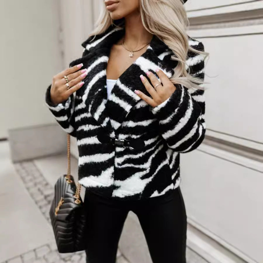 Ladies Elegant Wool Jacket Animal Print Lune London