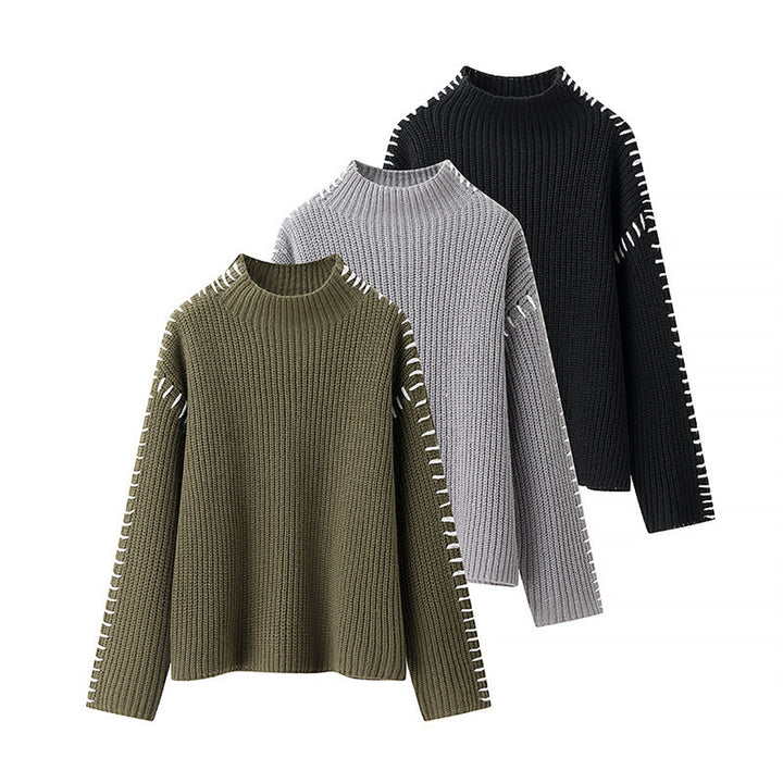Women’s knitted sweater with high neck and elegant side details Lune London