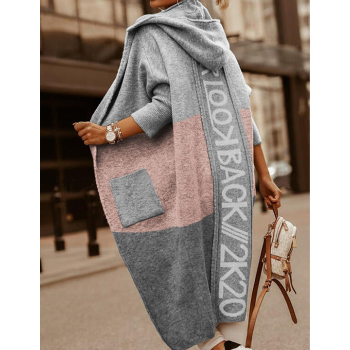 Oversized knitted coat with hood and pockets for women Lune London