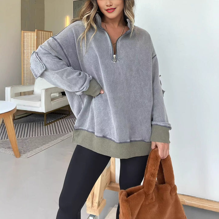 Ladies Comfortable Fleece Pullover with Half-Zip Lune London