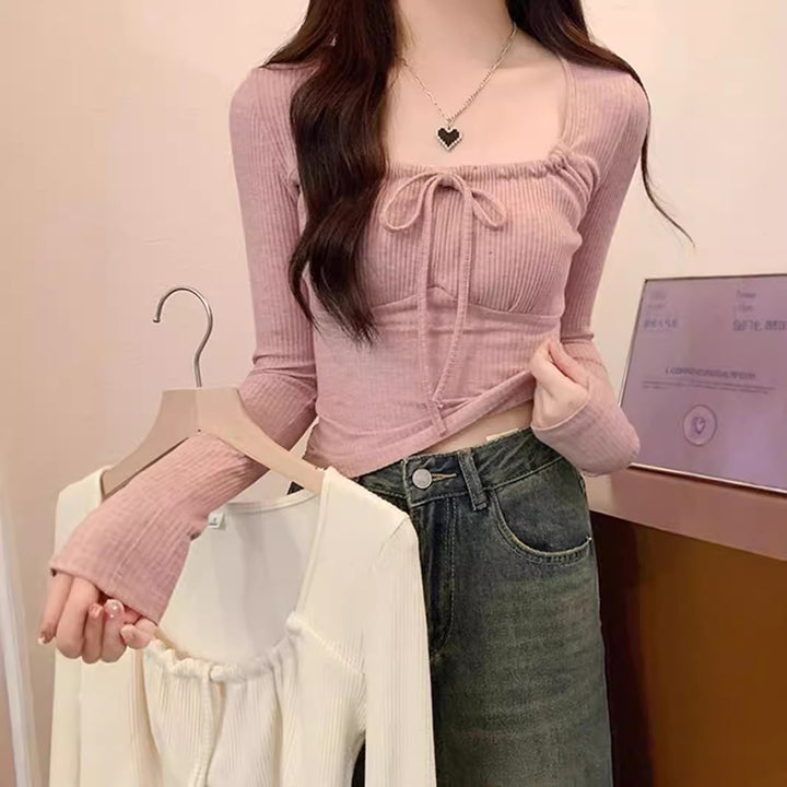 Women's Long Sleeve Top with Ruched Collar Chic & Stil