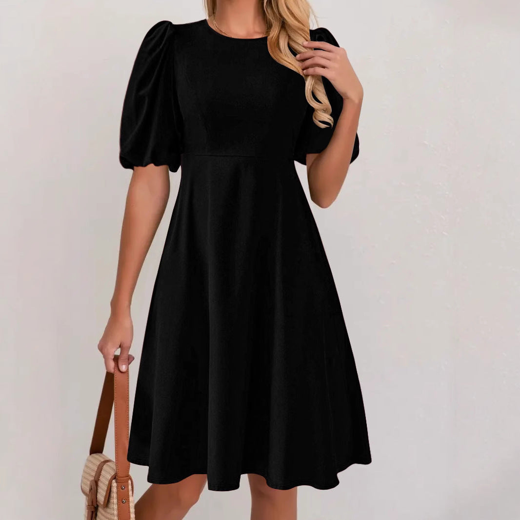 Ladies Elegant A-Line Dress Puff Sleeves Lune London