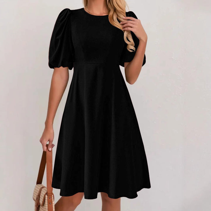 Ladies Elegant A-Line Dress Puff Sleeves Lune London