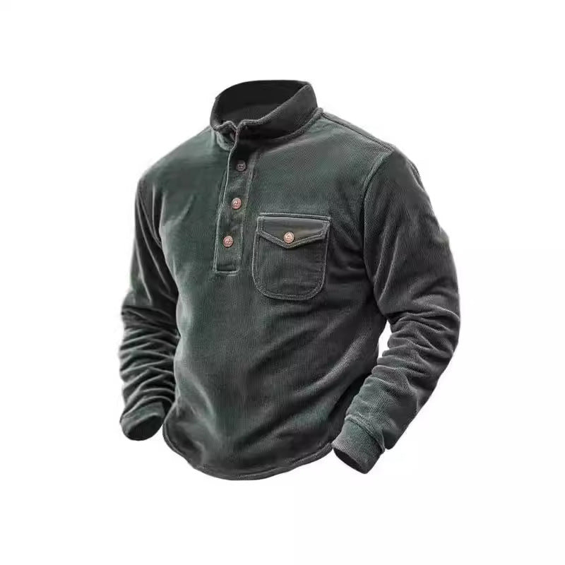 Fleece shirt for men with button placket and chest pocket Lune London