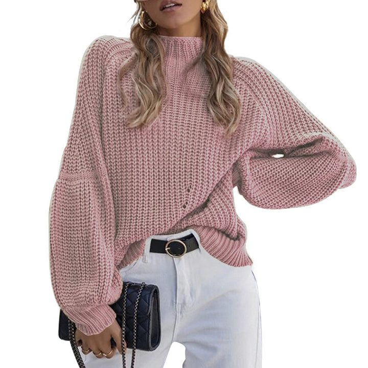 Knitted sweater for women with a loose fit and modern puff sleeves Lune London