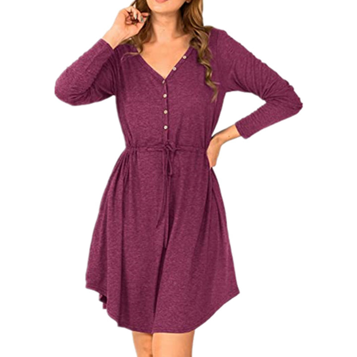 Casual wrap dress for women with button details and drawstring waist Lune London