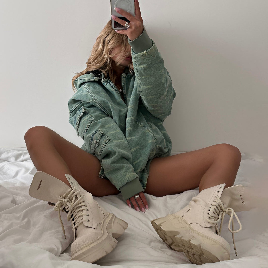 Oversized denim jacket for women with a relaxed fit and practical pockets Lune London