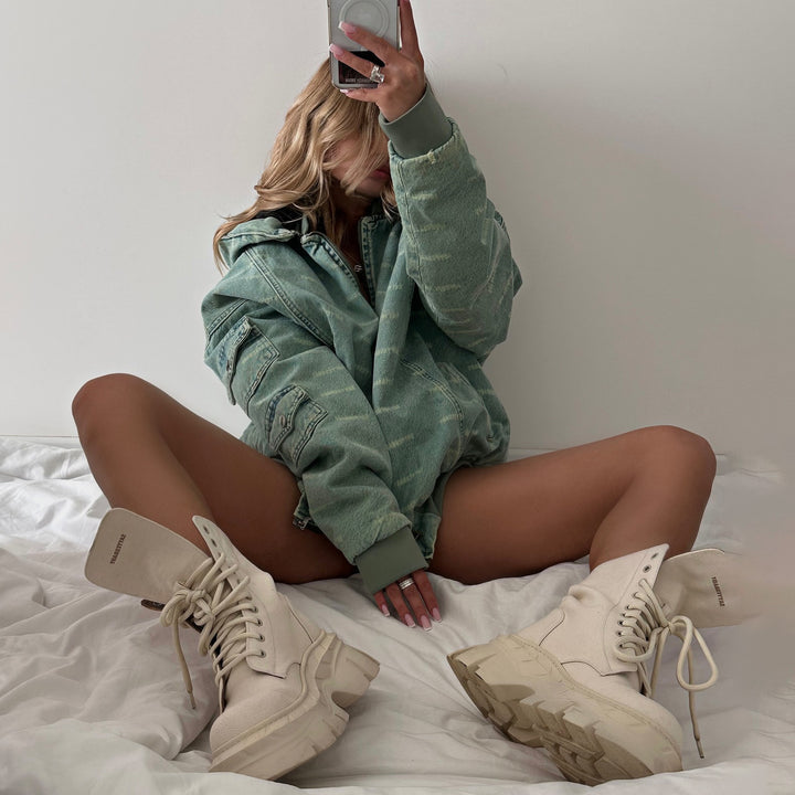 Oversized denim jacket for women with a relaxed fit and practical pockets Lune London