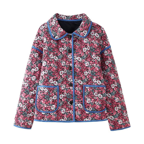 Quilted floral jacket for women with modern collar and practical pockets Lune London