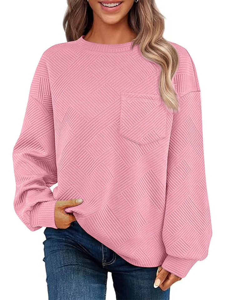 Casual sweater for women with structured fabric pattern and practical chest pocket Lune London