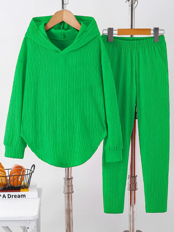 Lune London textured design casual sweatshirt and pants set for women