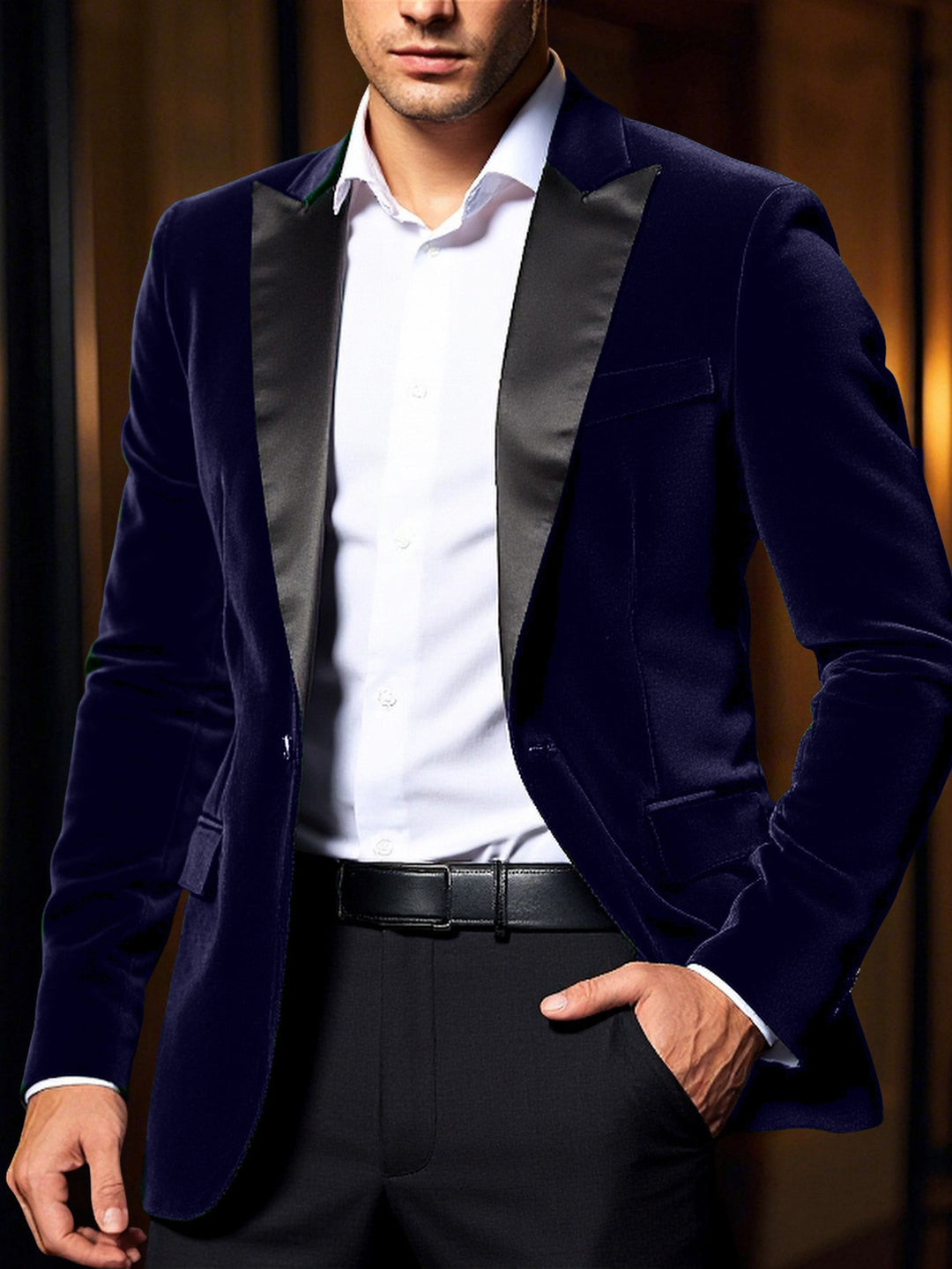 Elegant velvet jacket for men with satin collar Lune London