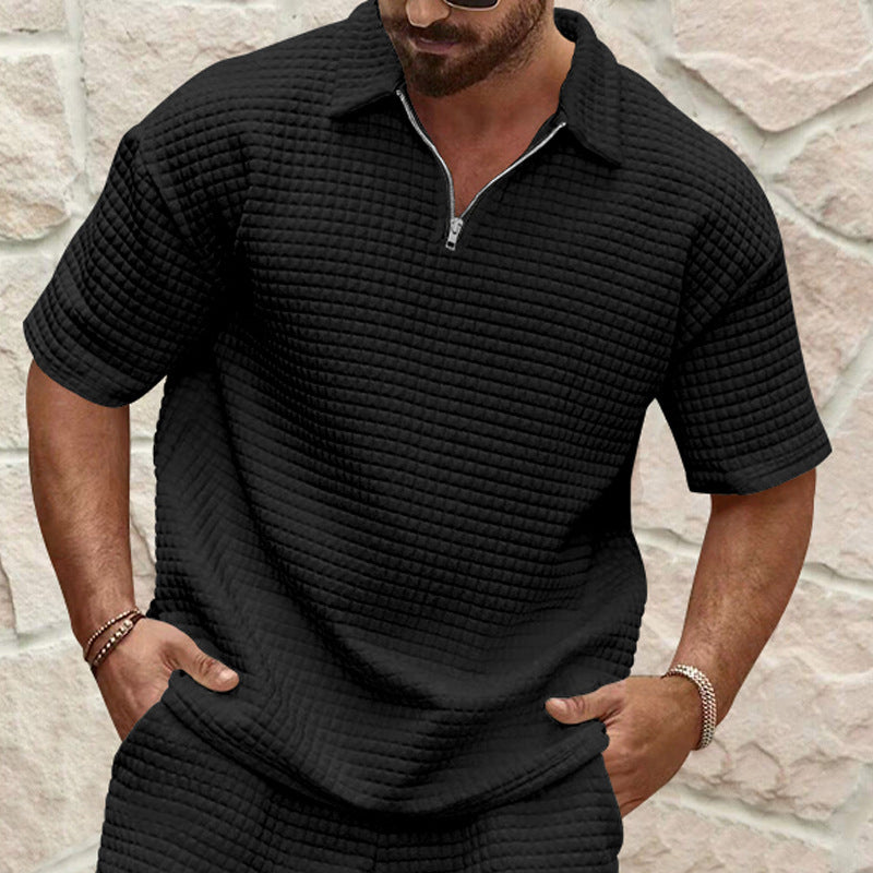 Men's Short Sleeve Polo Shirt in Structured Fabric Lune London