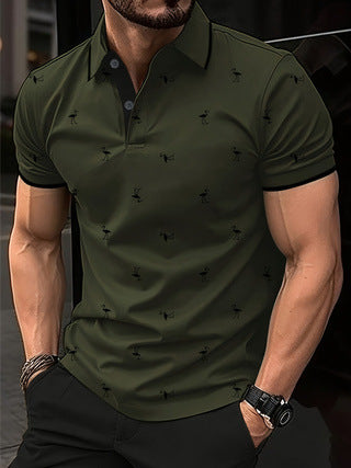 Short sleeve polo shirt for men with Lune London pattern