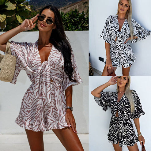 Lune London Zebra Print Mini Wrap Dress for Women