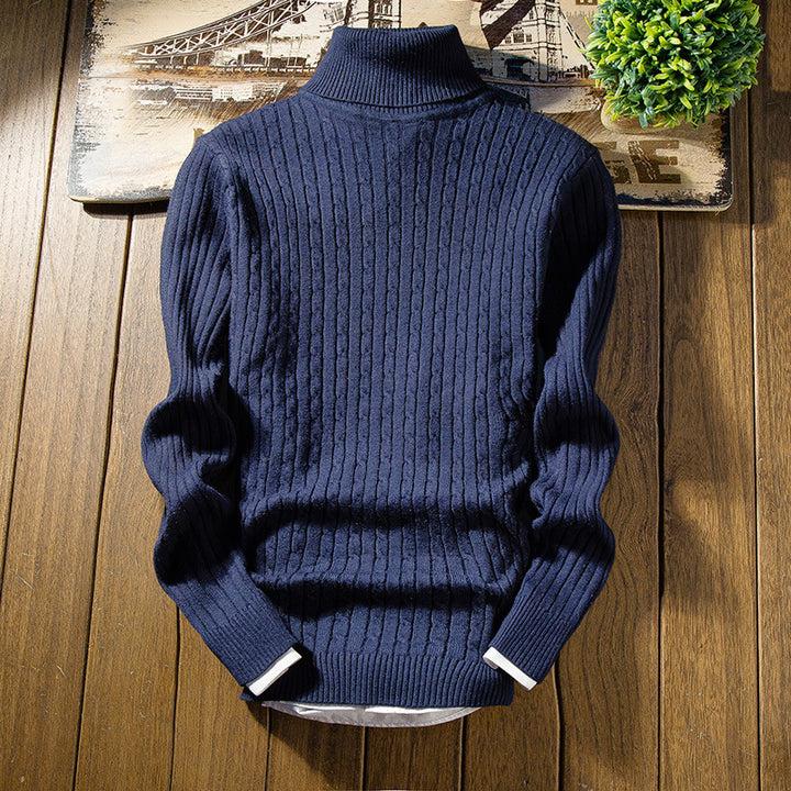 Knitted sweater for men with high collar and textured design Lune London