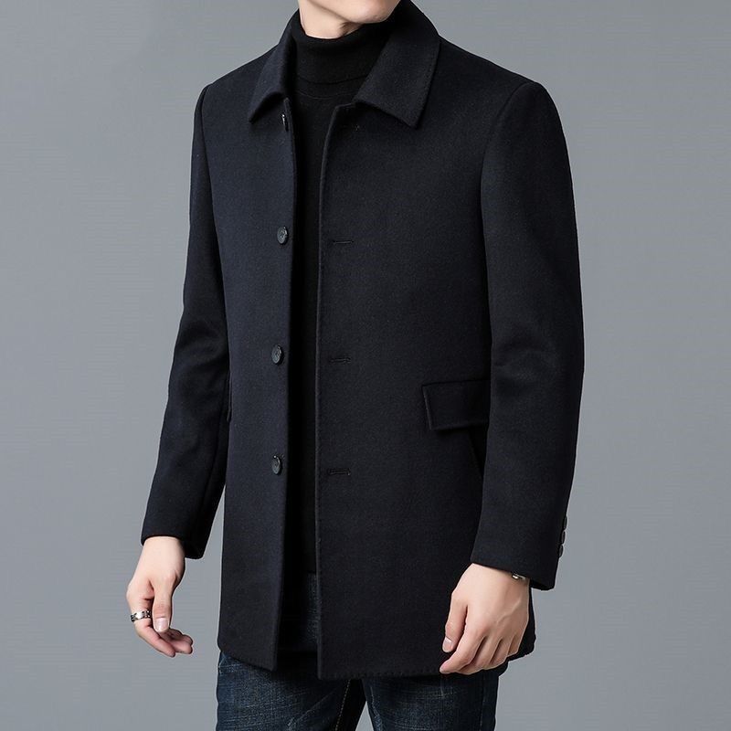 Elegant wool coat for men with textured fabric and classic cut Lune London