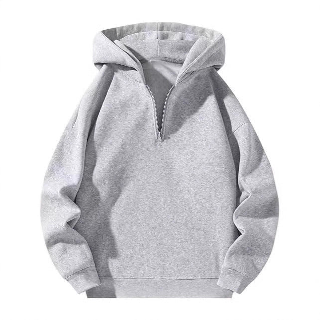 Women Fleece Hooded Pullover with Short Zip Opening Lune London
