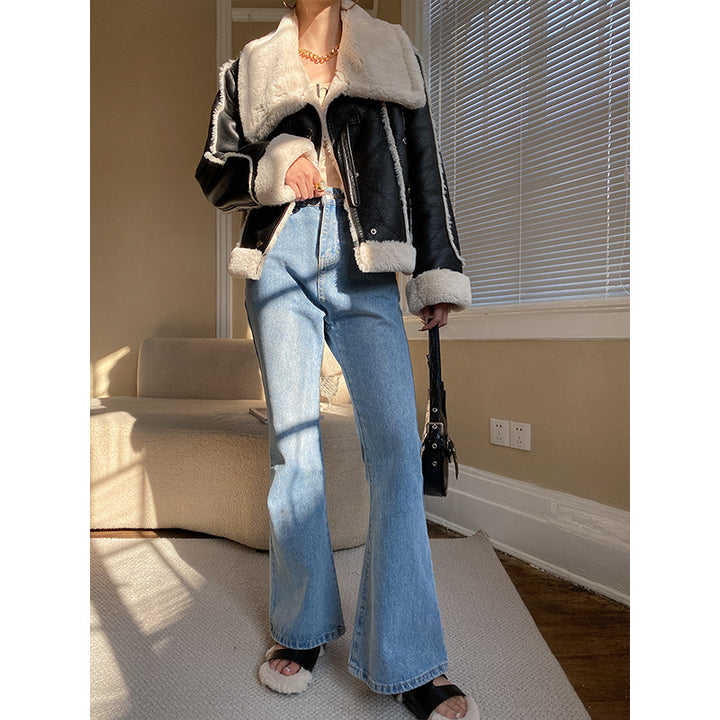 Ladies lambskin jacket with high-quality leather outer layer Chic & Stil