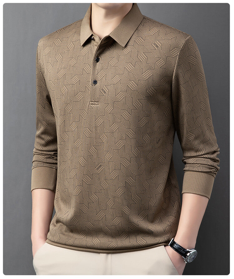 Long sleeve polo shirt for men fashionable with a textured design and breathable properties Lune London