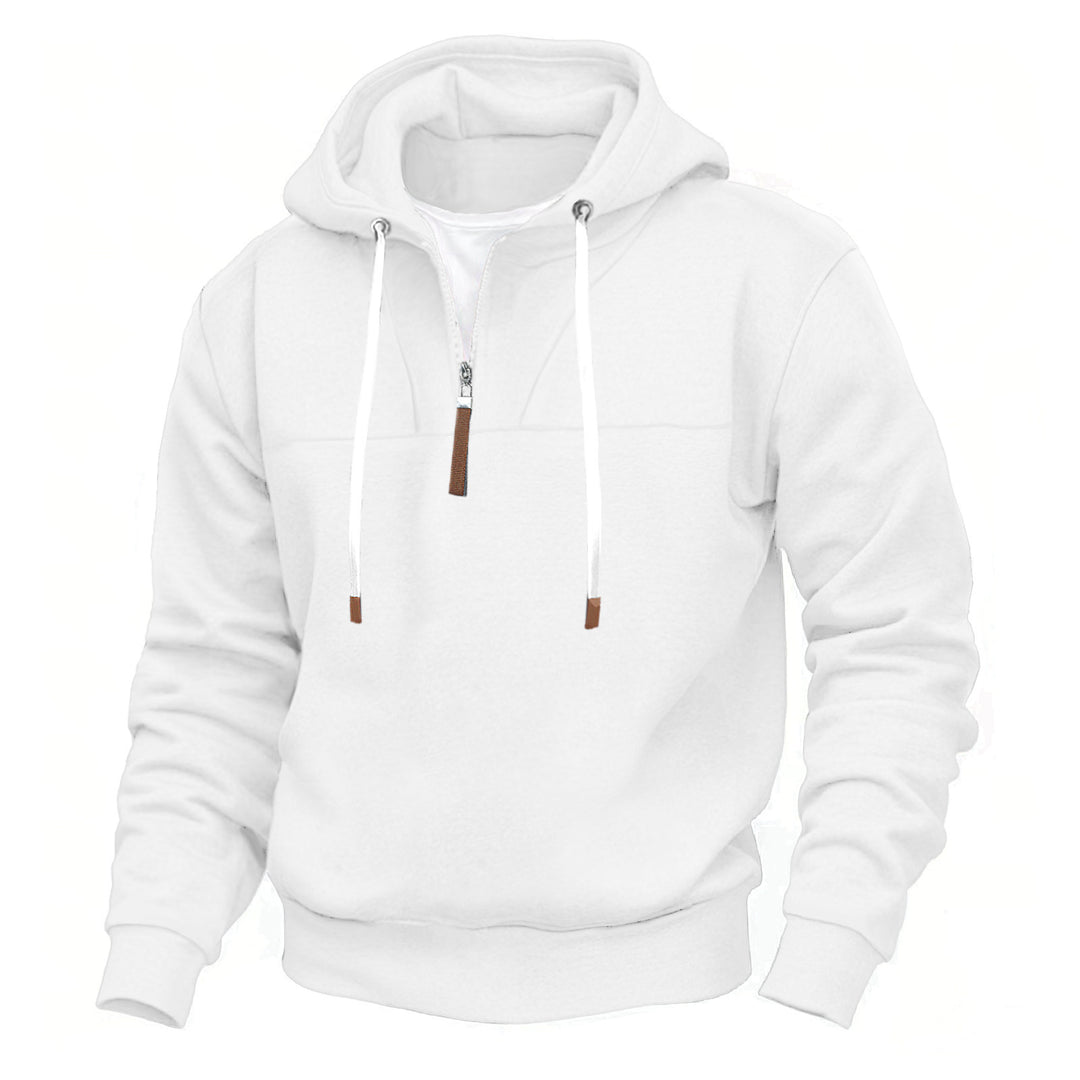 Men's hoodie with partial zip and contrasting details Lune London