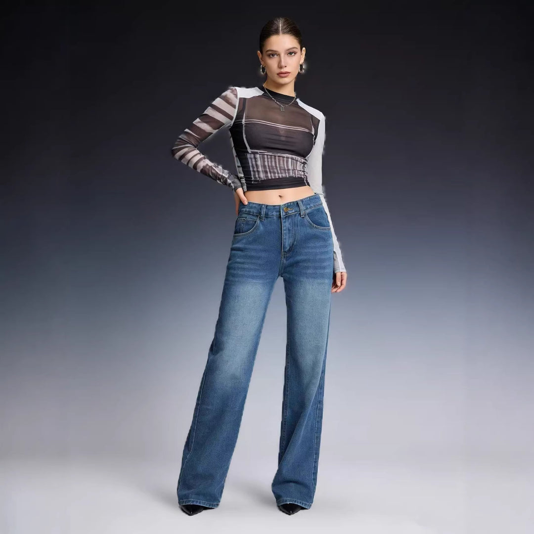 Women's wide denim pants with high waistband and casual cut Lune London