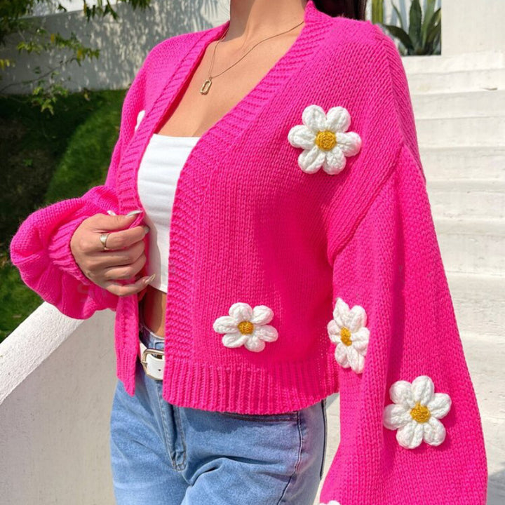 Lune London fancy floral pattern knitted short cardigan for women