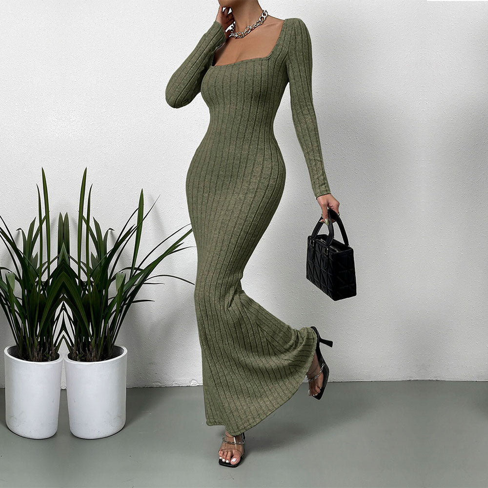 Robe maxi à manches longues pour femmes en design rib élégante Chic & Stil
