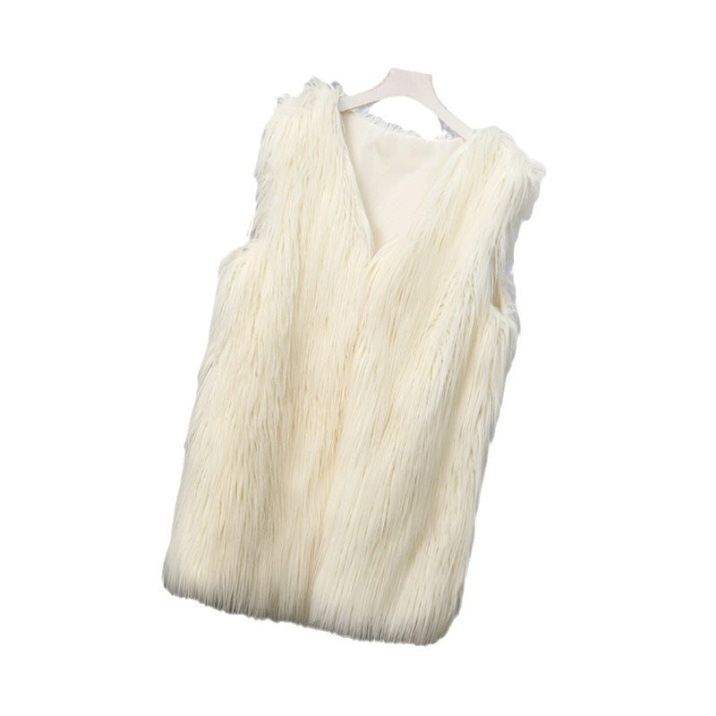 Ladies Fashionable Faux Fur Vest In Trendy Oversized Cut Lune London