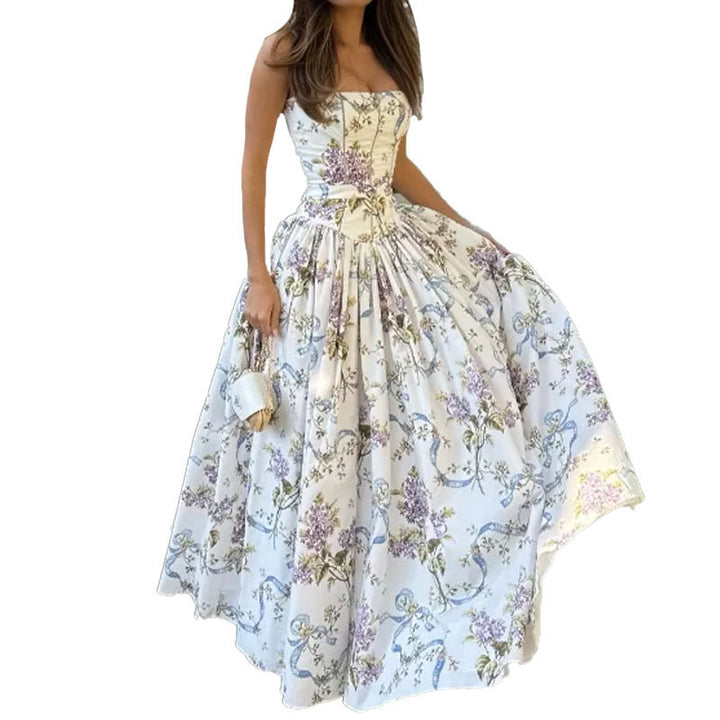 Robe maxi femme avec motifs floraux et haut froncé Chic & Stil