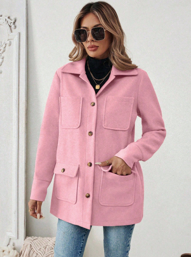 Fashion jacket for women with practical flap pockets and stylish button details Lune London