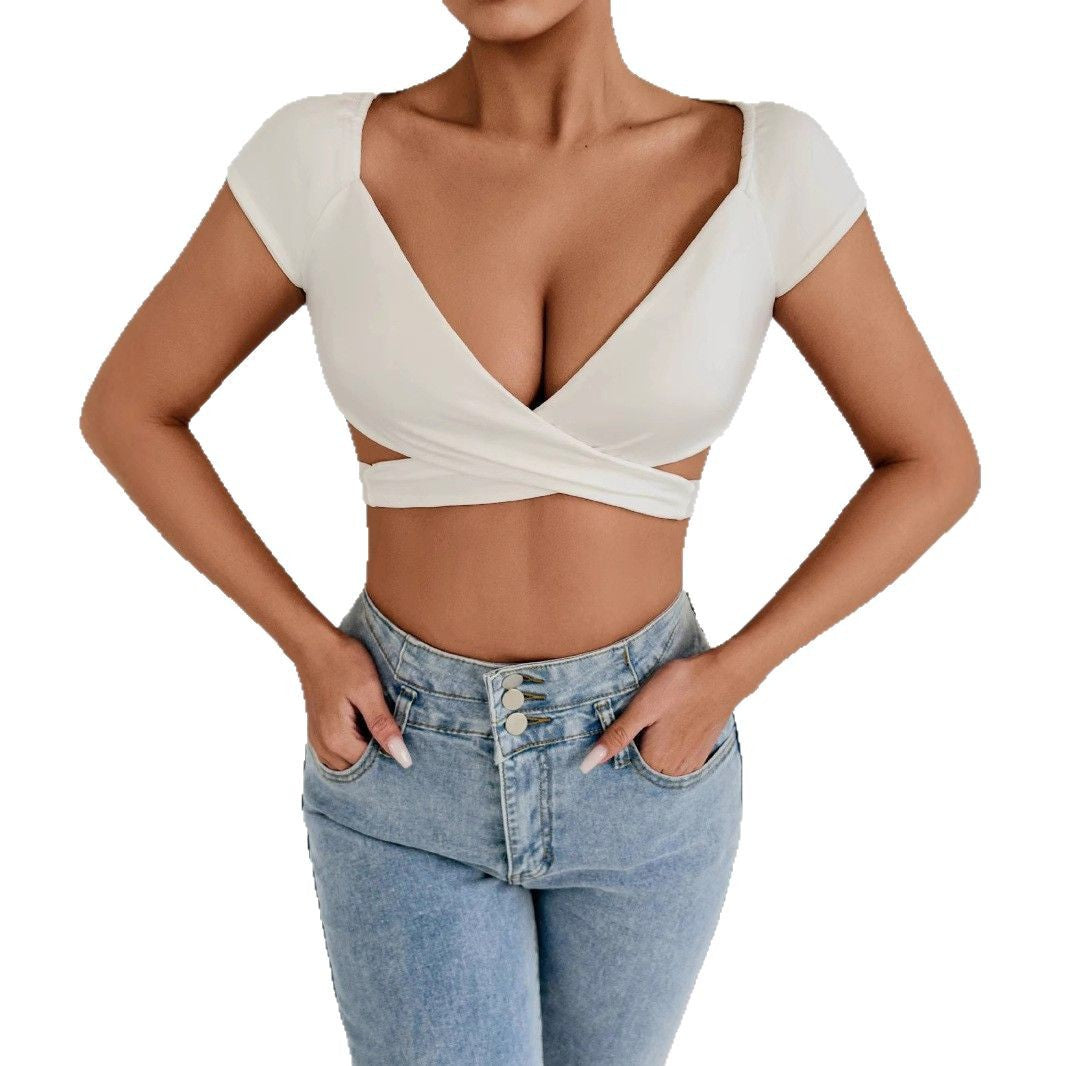 Women’s Crop Top with Elegant Wrap Design Lune London