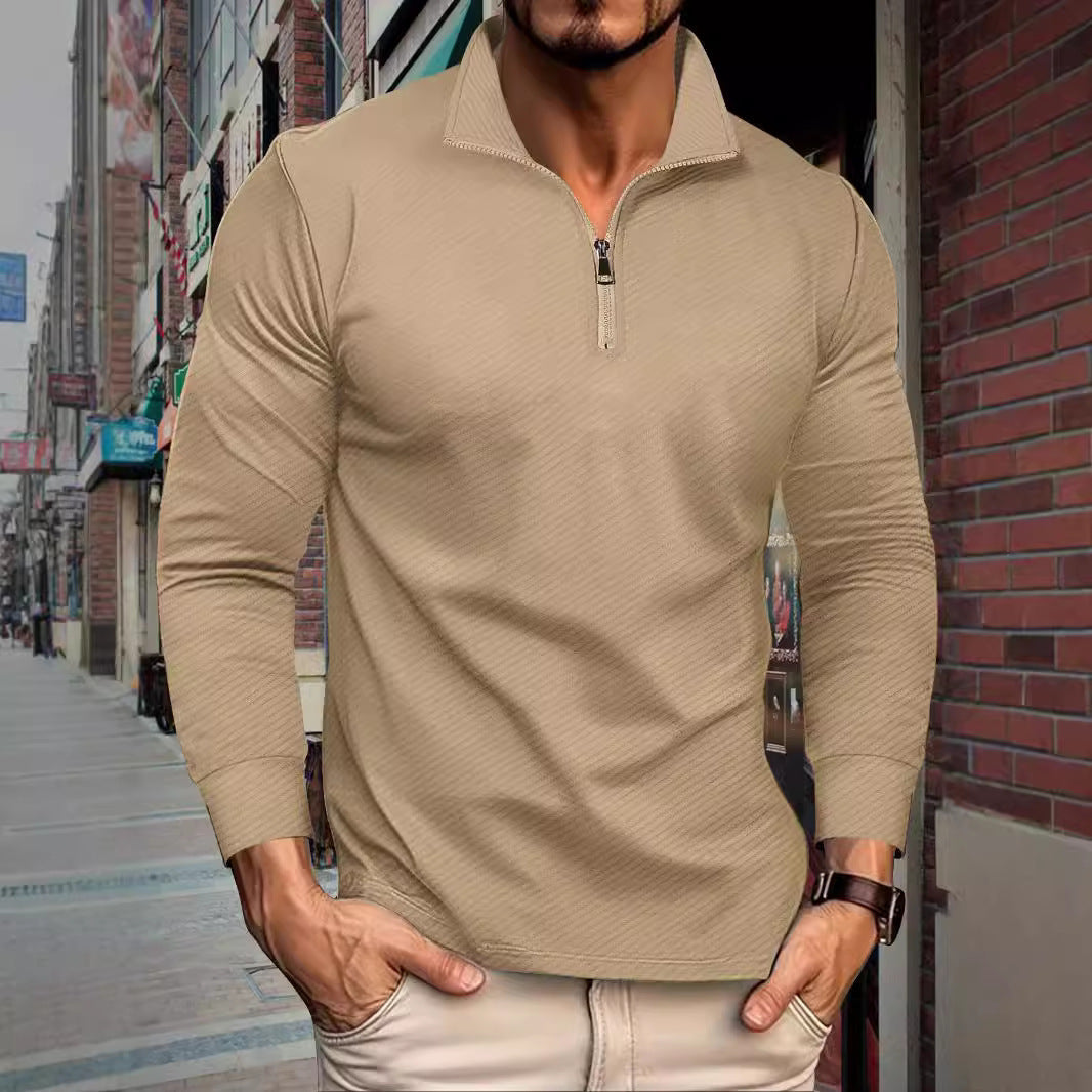 Functional long sleeve pullover for men with half-zip and innovative structural design Lune London