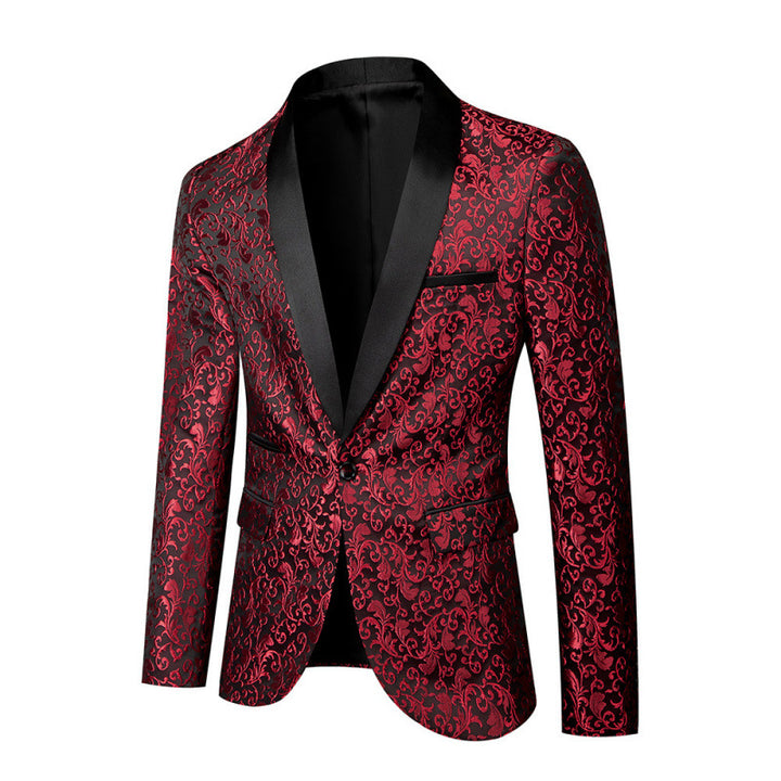 Veste de smoking extravagante pour hommes avec motif jacquard floral Lune London