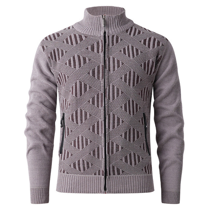 Elegant knitted jacket for men with structured design and high collar Lune London