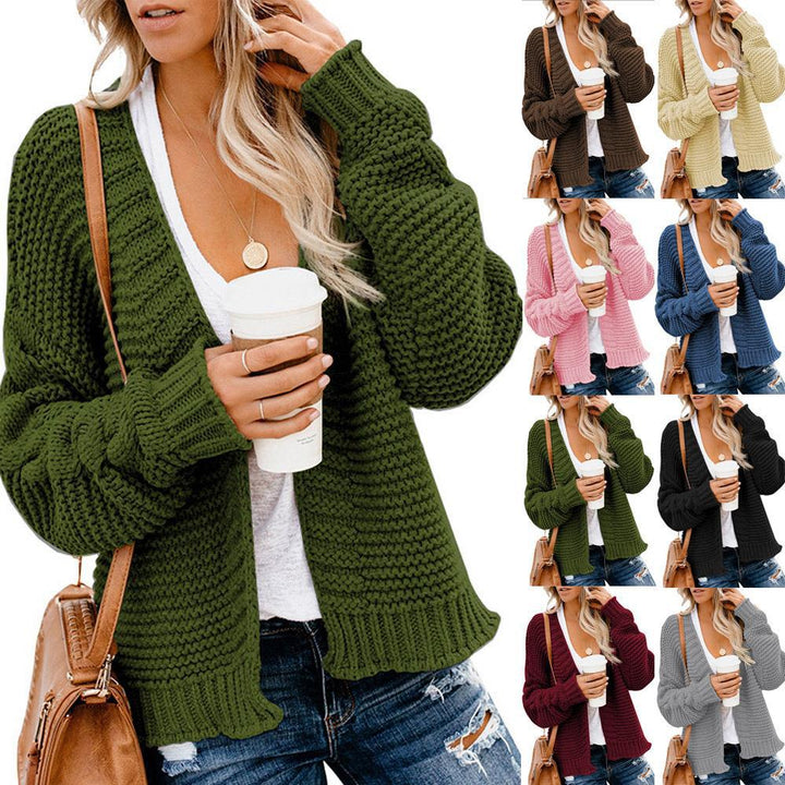 Thick knit cardigan for women with a relaxed fit and deep pockets Lune London