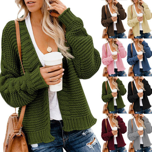 Thick knit cardigan for women with a relaxed fit and deep pockets Lune London
