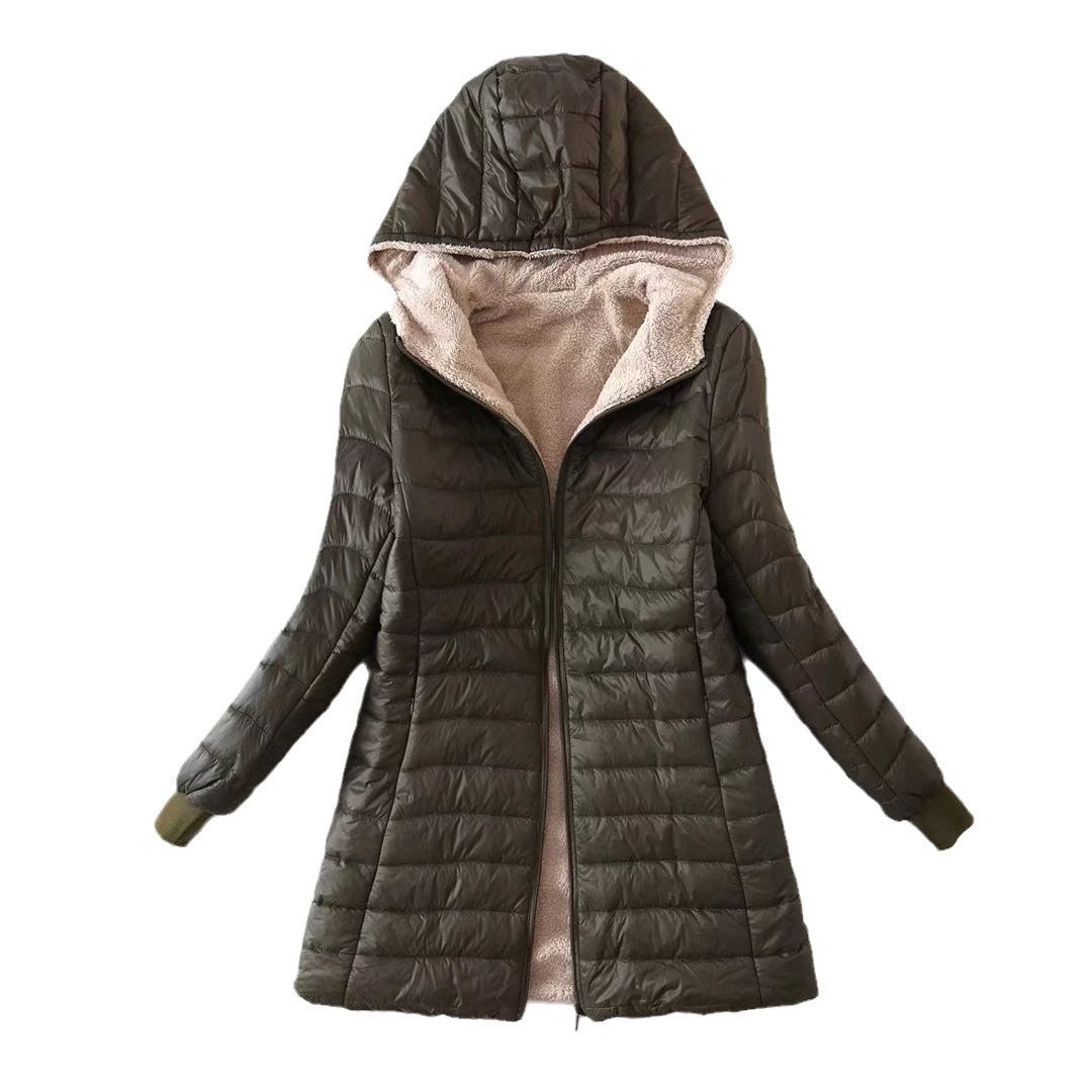 Quilted winter coat for women with hood and soft inner lining Lune London